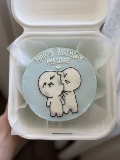 an elephant shaped cake in a box with the words happy birthday my love written on it