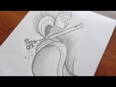 a pencil drawing of a cartoon character with scissors