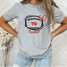 Personalized Football Shirt Custom Football Shirt With Name - Etsy Customizable T-shirt For Football Season, Custom Print T-shirt For Football Season Team Events, Football Season Custom Print Crew Neck T-shirt, Custom Print Sports Fan T-shirt, Football Season Fan Apparel Tops With Custom Print, School Spirit T-shirt With Custom Print For Football Season, Custom Print T-shirt For Game Day, Sports Fan T-shirt With Custom Print, Fan Apparel Tops With Custom Print For Football Season