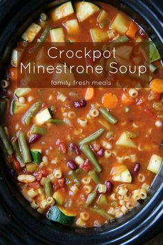 the crockpot minestone soup is ready to be eaten