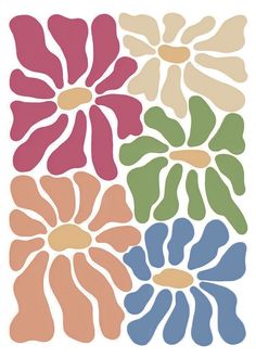 the flower stencil is designed to look like it has been painted in different colors