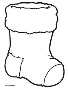 a black and white drawing of a christmas stocking