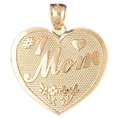 Number 1 Mom Heart Charm Pendant 14k Gold Stamped 14k Heart Cut Jewelry For Mother's Day, Valentine's Day 14k Gold Jewelry With Hallmark, Yellow Gold Jewelry Gift For Mom With Hallmark, Yellow Gold Double Heart Jewelry With Hallmark, Yellow Gold Jewelry With Hallmark For Mom, 14k Stamped Pendant Jewelry For Mother's Day, Valentine's Day 14k Gold Engraved Jewelry, Valentine's Day Yellow Gold Nameplate Jewelry, Personalized Gold Jewelry For Special Day