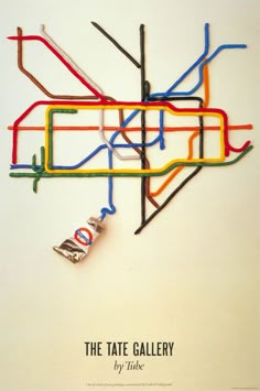 the tate gallery poster is designed to look like a subway map with multiple colored lines