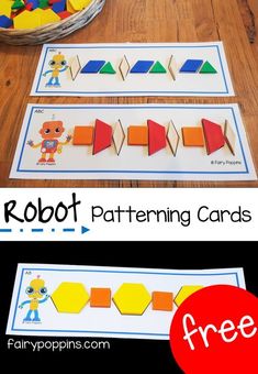 this is an image of a robot patterning cards with free printable templates