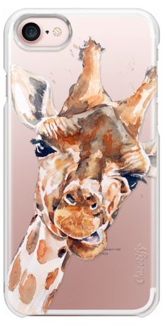 a phone case with a painting of a giraffe's face on it