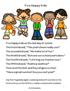 the five happy kids poem for children