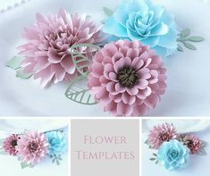 three different images of flowers on a plate with text overlay that reads, flower templates