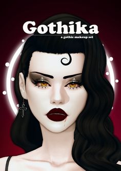 a woman with dark hair and makeup on the cover of gotha magazine