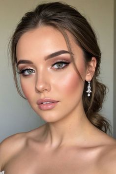 Radiant Pure Elegance, prom makeup look, prom hairstyle and makeup look Peachy Blush, Beautiful Wedding Makeup, Low Updo