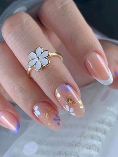 Dip Powder Nail Design Ideas Spring, Daisy Nails, Nails White, Spring Nail Art, Girls Nails