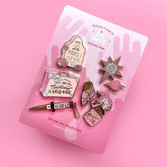 This all PINK themed hard enamel 'INSTANT PIN COLLECTION' is a great gift for anyone who wants to start a Pin Badge collection. A fab stocking filler or stocking stuffer, depending on which side of the pond you're on! Get these PINK themed accessories on your jacket and be instantly ready for the pastel aesthetic!  Featuring 8 of my most popular PINK pins. Sizes vary - see my individual listings for scale. Custom your bundle, feel free to request swap items in the message to seller box for pins Vintage Pink Enamel Pin, Vintage Pink Enamel Pin Gift, Pink Enamel Pins For Gifts, Pink Enamel Pins As Gifts, Pink Enamel Pins As Gift, Pink Enamel Pin For Gifts, Sticker Reference, Pink Pins, Badge Collection