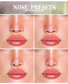 four photos of different lips and noses