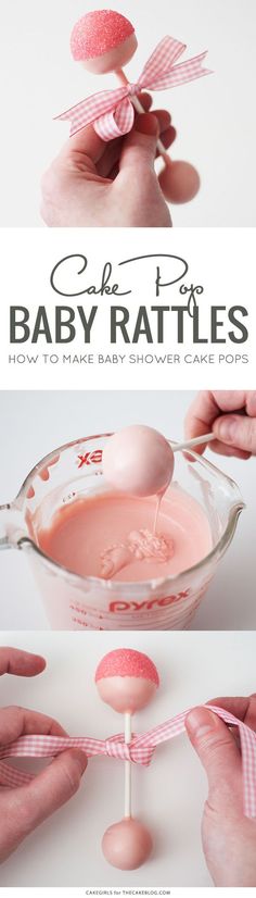 baby rattles are being used to make marshmallow cake pops