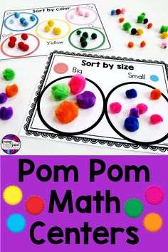 pom pom math centers for kids to practice their numbers and counting skills with