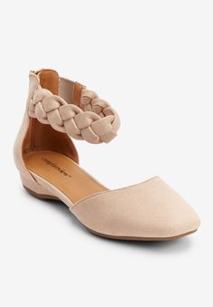 Item Number: 1002718  Give your everyday look an effortless lift with the Rayna flat with suede-like upper and an easy back-zipper entry making it a comfortable yet stylish pick that can be easily dressed up or down.    * Suede-like upper   * Elastic gore on strap   * Back zipper entry   * 1 1/2" covered heel   * Padded insole   * Flexible, skid-resistant outsole   * Imported  Flats in full and half sizes 7-11, 12 M, W, WW Dressy Shoes, Swimsuits For All, Boot Accessories, Bra And Panty Sets, 7 11, Item Number, New Shoes, Everyday Look, Dresses For Sale