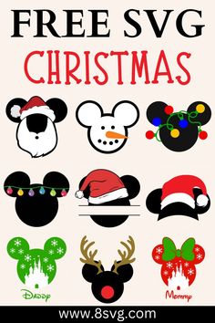 free svg christmas mickey mouse heads