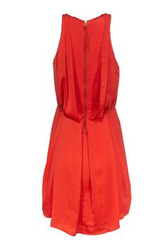 This bright casual dress is the perfect piece to wear with a denim jacket or even a cardigan! From Rebecca Taylor comes this relaxed fit frock with front pleating and the perfect material for lots of movement. Size 6 100% Polyester A-line silhouette Pleated bodice and skirt High neck neckline Zippered back Waist 27" Bust 30" Total length 33.5" Casual A-line Dress With Back Zipper, Casual Pleated Orange Dress, Casual Dresses With Pleated Waist For Casual Wear, Casual Orange Pleated Dress, Casual Viscose Dress With Pleated Waist, Casual Pleated Waist Dress For Date Night, Casual Dress With Pleated Waist For Date Night, Casual Dresses With Back Zipper For Date Night, Casual Dress With Back Zipper For Date Night