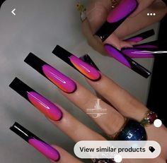 Ny Nails, Long Acrylic Nail Designs, Drip Nails, Her Nails, Exotic Nails, Acrylic Nails Coffin Pink, Long Square Acrylic Nails, Black Nail, Bling Acrylic Nails