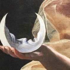 a painting of a hand holding a white object