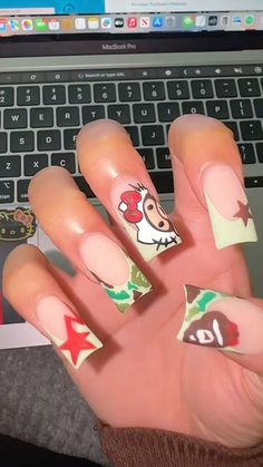 Brent Faiyaz Nails, Goofy Nails, Nail Inspired, Hello Kitty Nails, Simple Acrylic Nails