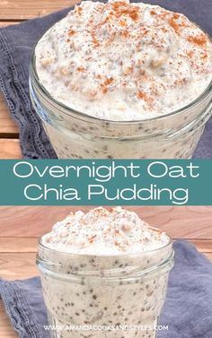 overnight oatmeal with chia pudding in a jar