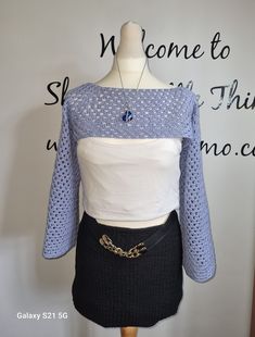 This Bolero Shrug crochet is made of pure cotton yard Spring Cotton Crochet Top With Open Knit, Stretch Cotton Crochet Lace Top, Stretch Cotton Crochet Top With Knit Fabrication, Stretch Cotton Top With Crochet Lace, Blue Cotton Crochet Lace Top, Fitted Cotton Crochet Top, Stretch Cotton Crochet Top, Fitted Cotton Crochet Top With Knit Fabrication, Bolero Shrug Crochet