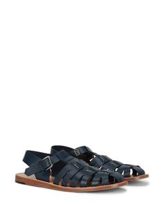 Shop Dolce & Gabbana strappy buckled sandals with Express Delivery - FARFETCH Blue Leather Sandals, Leather Gladiator Sandals, Ankle Strap Flats, Buckle Sandals, Dolce E Gabbana, Blue Sandals, Gladiator Sandals, Blue Leather, Leather Sandals