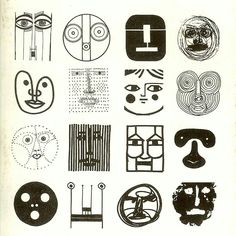 an old book with black and white illustrations on it's front cover, including faces