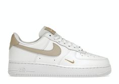 Check out the Nike Air Force 1 Low '07 Essential White Beige (Women's) available on @StockX Nike Air Force 1 Beige White, Nike Air Force Beige, White Sneakers Nike, Tenis Air Force, White Rattan, White Air Force 1, White Air Forces, Beige Sneakers, Pretty Shoes Sneakers