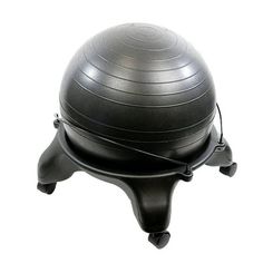 an exercise ball sitting on top of a stand