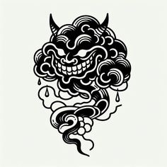 Best Flash Tattoo, Japanese Tattoo Flash Art, Asian Flash Tattoo, Demon Flash Tattoo, Japanese Black Tattoo, Japanese Old School Tattoo, Japanese Tattoo Simple, Japanese Blackwork Tattoo, Flash Tattoo Blackwork