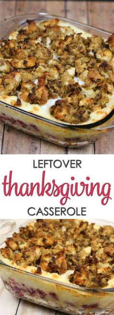 leftover thanksgiving casserole recipe in a glass dish