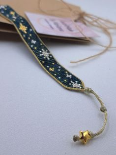 Adjustable Star-shaped Bracelet For Festivals, Bohemian Star-shaped Beaded Bracelet, Handmade Star-shaped Friendship Bracelets, Handmade Gold Beaded Bracelets For Christmas, Handmade Adjustable Christmas Bracelets, Stars Bracelet, Bracelet Loom, Miyuki Bead, Bracelet Miyuki