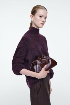 MINI CAVATELLI CLUTCH - LEATHER - BORDEAUX - Bags - COS Cos Bags, Belted Cape, Accessories Bags Shoes, Denim T Shirt, Women Magazines, Bags Mini, New Arrival Dress, Primavera Estate