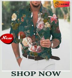 Men's Shirt Floral Graphic Prints Turndown Black Dark Green Outdoor Street Long Sleeve Button-down Print Clothing Apparel Sports Fashion Streetwear Designer Floral Shirts For Men, Tropical Luxury, Harajuku Shirt, Casual Dresses Plus Size, Floral Shirts, Floral Hawaiian Shirt, Oversized Tops, Streetwear Shirts, Tropical Shirts