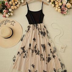 Faster shipping. Better service,Amazon,Tiktok,AliExpress,Shein Beige Tulle Skirt, Embroidered Tulle Dress, Floral Cami, Paris Outfits, Formal Dresses For Women, Fabric Floral, Hot Dress, Casual Girl, Cami Dress