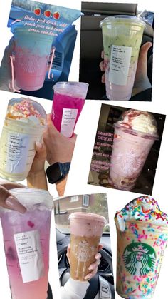 many different types of drinks in plastic cups