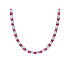 Add a little color to your everyday look with this charming Stella Grace necklace, featuring eye-catching lab-created rubies and lab-created white sapphires. Add a little color to your everyday look with this charming Stella Grace necklace, featuring eye-catching lab-created rubies and lab-created white sapphires.Click on this JEWELRY & WATCHES GUIDE to learn about fit, styles, materials and more! Metal: sterling silver Chain length: 17 in. Packaging: boxed Plating: rhodium Finish: polishedSTONE Classic Round Necklace With Lab-created Ruby, Round Lab-created Ruby Gemstone Necklace, Classic Round Lab-created Ruby Necklaces, Sapphire Tennis Necklace, Grace Necklace, Tennis Necklace, White Sapphire, Sterling Silver Chain, Winter Style