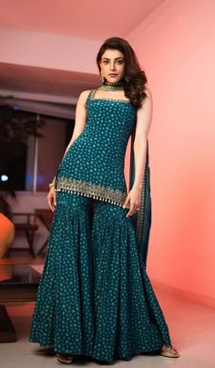 Designer Kurti Patterns, Traditional Indian Dress, Casual Indian Fashion, Sharara Suit