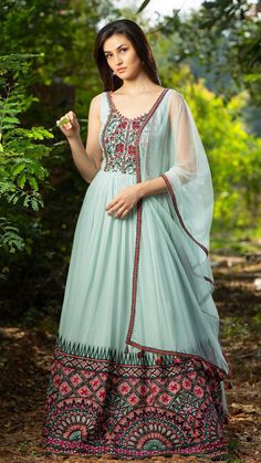 Anarkali With Dupatta, Blue Anarkali, Punjabi Salwar Suits, Mint Blue, Designs For Dresses, Women Wedding Guest Dresses, Teen Fashion Outfits, Festival Outfit