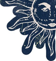 the sun and moon are drawn in blue ink