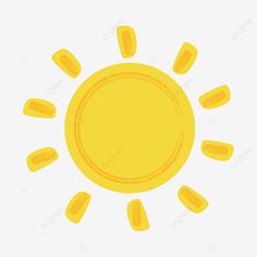 the sun is shining brightly yellow on a white background, illustration, drawing, cartoon png and psd