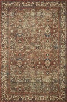 an antique rug with many different colors and patterns