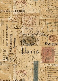 an old fashioned postcard with stamps and letters on it's side, as well as some other type of writing