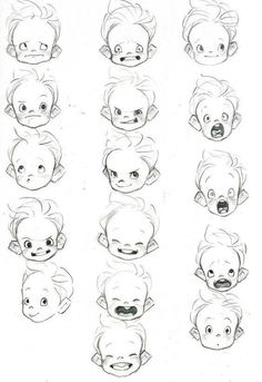 some drawings of different facial expressions