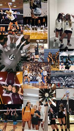 collage of photos with cheerleaders and fans