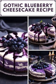 blueberry cheesecake recipe collage with photos