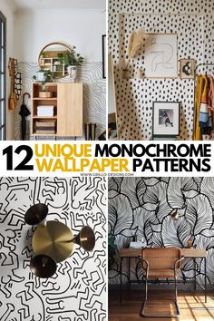 twelve unique monochrome wallpaper patterns