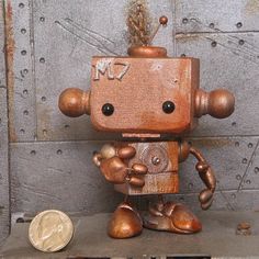 Aww. Cute little robot. :) Robot Toy Design, Wooden Robot, Vintage Robots, Diesel Punk, Retro Robot